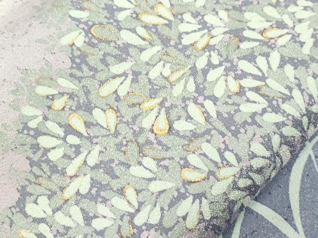 平和屋着物●太鼓柄袋帯 作家物 草花文 金彩 銀通し地 正絹 逸品 CABN3655dy