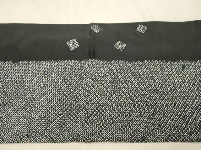 平和屋着物●六通柄 京袋帯 総絞り 菱文 黒地 正絹 逸品 CABN3675dy
