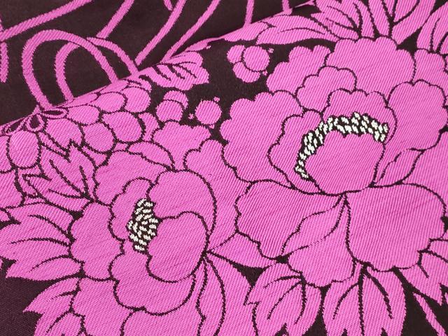 平和屋着物●アンティーク 大正ロマン 九寸名古屋帯 草花文 正絹 逸品 CABN3679dy