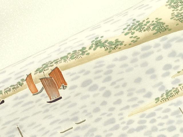 平和屋着物●塩瀬 九寸名古屋帯 正親庵 東海道五十三次 江尻之宿 正絹 逸品 CABN3695dy