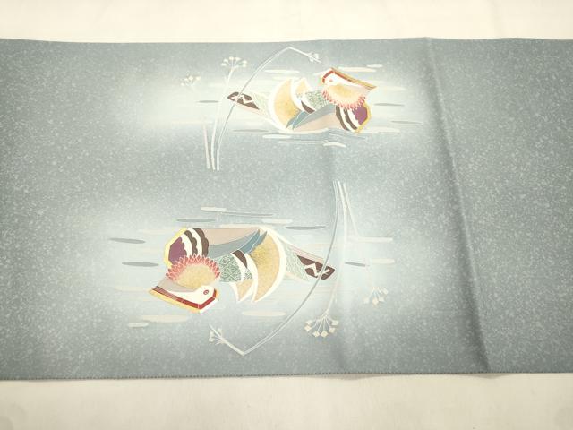 平和屋着物●太鼓柄袋帯 鴛鴦文 金銀彩 正絹 逸品 未使用 CABN3701dy