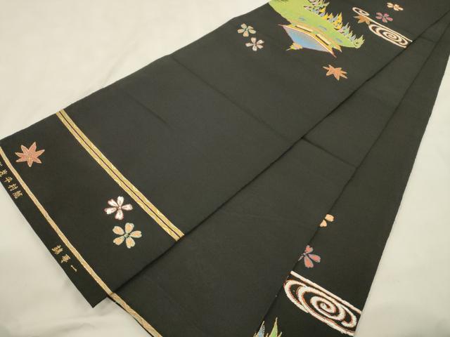 平和屋着物●龍村平蔵製 六通柄 本袋帯 一亨錦 風景文 金銀糸 正絹 逸品 CABN3702dy