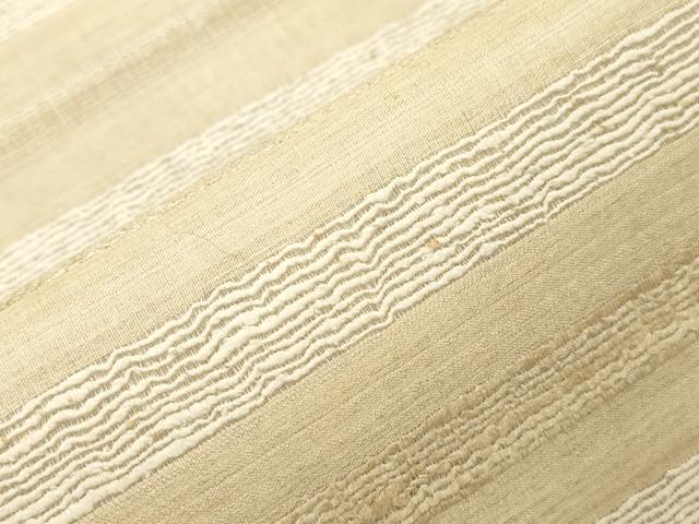 平和屋着物●インド・アッサム 野蚕糸 手織 ムガシルク 両面 全通柄袋帯 横段文 正絹 逸品 CABN3726dy