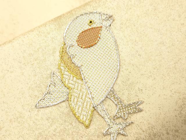 平和屋着物●太鼓柄袋帯 駒刺繍 飛鳥文 金銀糸 正絹 逸品 CABN3731dy