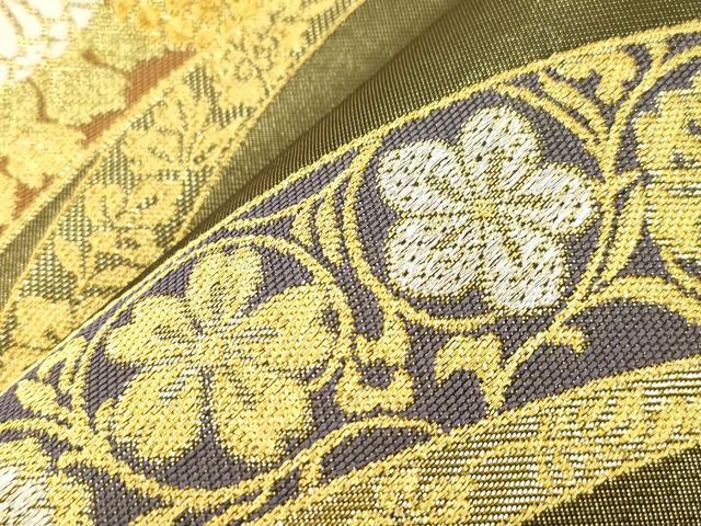 平和屋着物●西陣 川島織物 六通柄 本袋帯 草花文 金銀糸 正絹 逸品 CABN3758dy