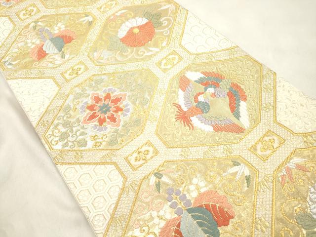 平和屋着物●六通柄袋帯 唐織 蜀江花文 金銀糸 正絹 逸品 CABN3852dy