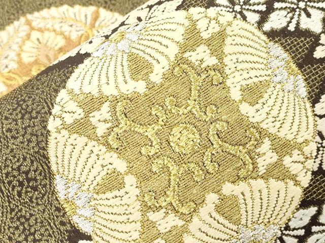 平和屋着物●六通柄袋帯 唐織 煌華有織文 金銀糸 正絹 逸品 未使用 CABN3872dy