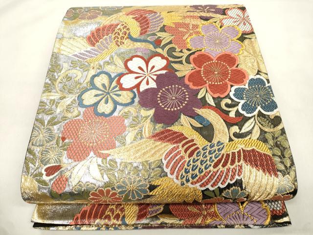 平和屋着物●六通柄袋帯 唐織 花鳥文 金銀糸 正絹 逸品 CABN3879dy