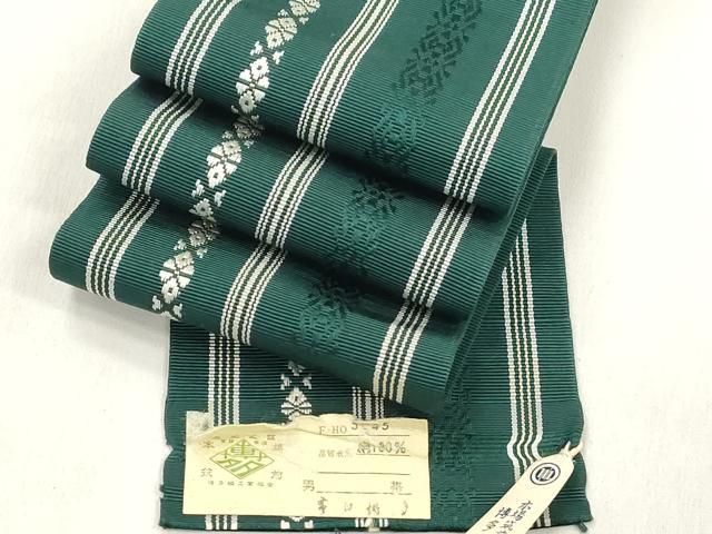 平和屋着物●男性 本場筑前博多織 角帯 献上 証紙付き 正絹 逸品 CABN3883dy