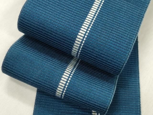 平和屋着物●男性 本場筑前博多織 両面 角帯 間道 正絹 逸品 CABN3905dy