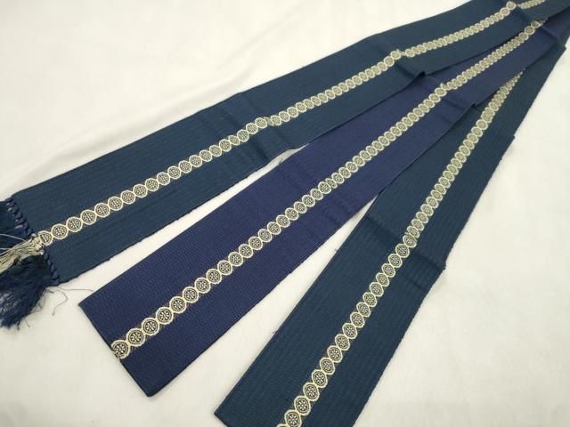 平和屋着物●男性 本場筑前博多織 両面 角帯 花丸間道 正絹 逸品 CABN3906dy