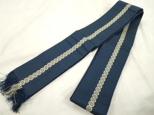 平和屋着物●男性 本場筑前博多織 両面 角帯 花丸間道 正絹 逸品 CABN3906dy