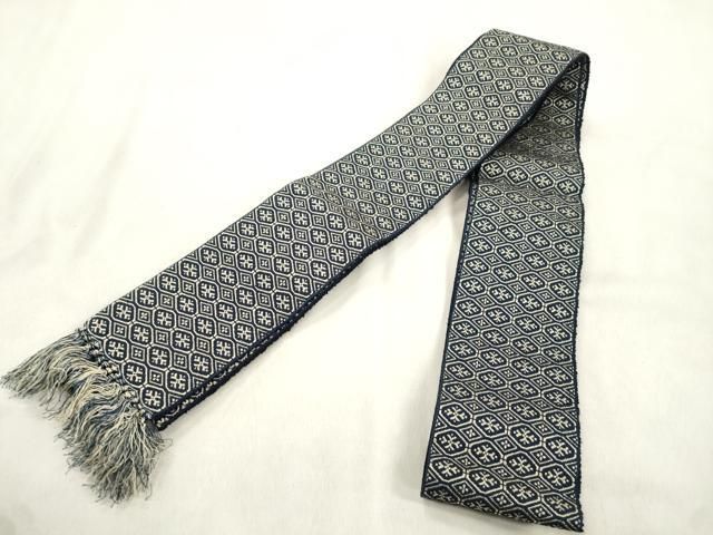 平和屋着物●男性 本場筑前博多織 両面 角帯 菱花文 正絹 逸品 CABN3908dy