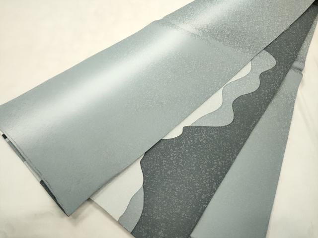 平和屋着物●両面 全通柄袋帯 幾何学文 銀通し地 正絹 逸品 未使用 CABN3927dy