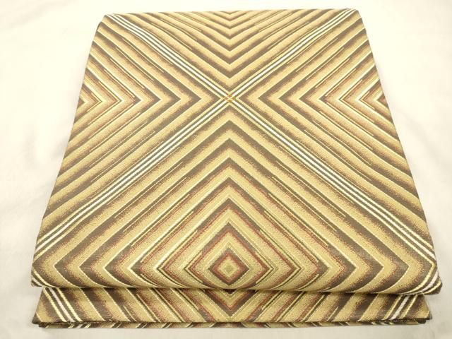 平和屋着物●六通柄袋帯 菱文 金糸 鈴乃屋扱い 正絹 逸品 CABN3941dy