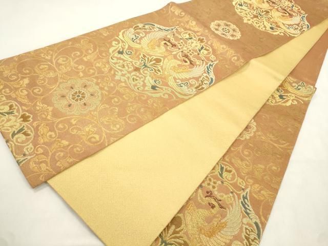 平和屋着物●紋屋井関 御寮織 六通柄袋帯 花鳥文 金銀糸 正絹 逸品 CABN3953dy