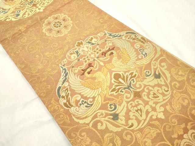 平和屋着物●紋屋井関 御寮織 六通柄袋帯 花鳥文 金銀糸 正絹 逸品 CABN3953dy