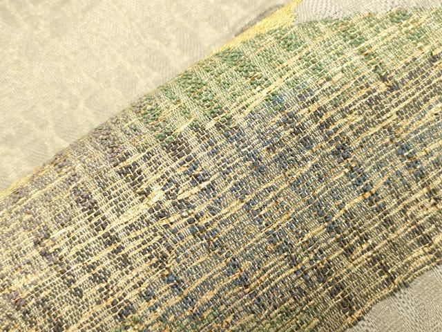 平和屋着物●太鼓柄袋帯 遠山文 金糸 正絹 逸品 未使用 CABN3970dy
