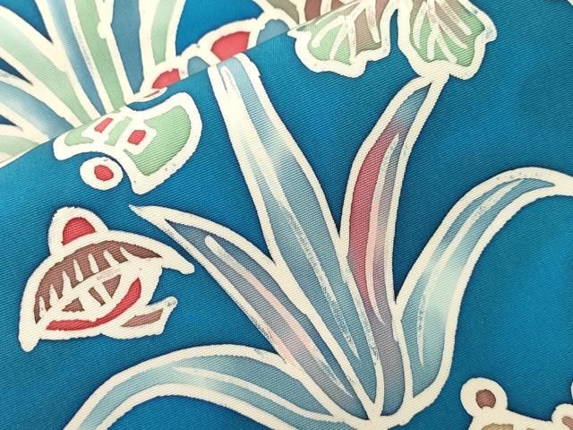 平和屋着物●九寸名古屋帯 ろうけつ染め 草花文 正絹 逸品 CABN3991dy