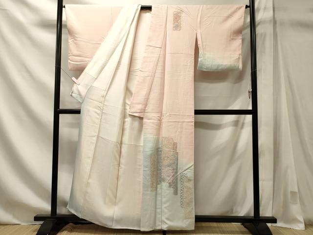 平和屋着物■中国三大刺繍 スワトウ相良刺繍 訪問着 短冊更紗花文 暈し染め 正絹 逸品 CABN4401oy
