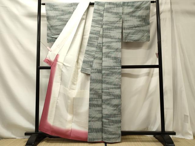 平和屋着物■上質な紬 流線草葉文 正絹 逸品 未使用 CABN4402oy