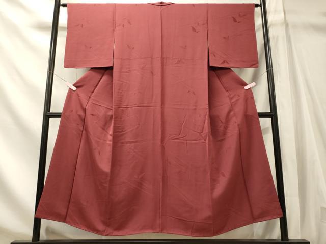 平和屋着物■上質な色無地 流線舞葉文 今様色 正絹 逸品 CABN4406oy