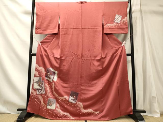 平和屋着物■訪問着 刺繍 絞り 色紙重ね草花文 金彩 正絹 逸品 CABN4408oy