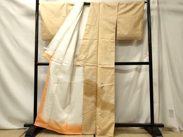 平和屋着物■訪問着 紬地 刺繍 草花文 正絹 逸品 CABN4444ou