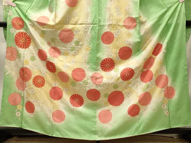 平和屋着物■豪華振袖 駒刺繍 地紙吉祥草花文 暈し染め 金彩 正絹 逸品 CABN4468oy