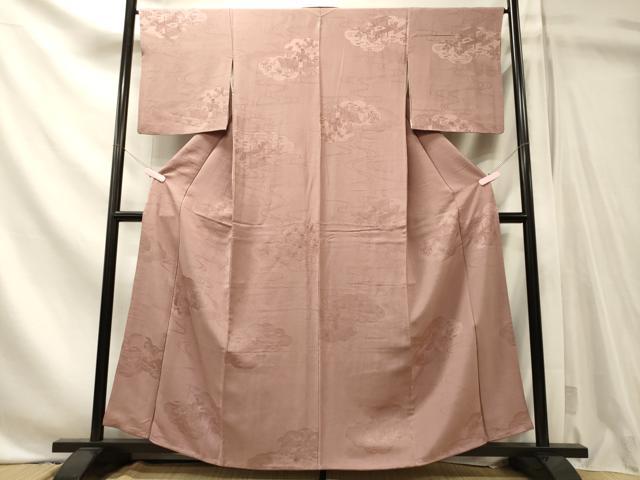 平和屋着物■上質な色無地 雲取り風景地紋 退紅色 正絹 逸品 CABN4471oy