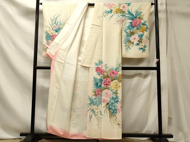 平和屋着物■訪問着 駒刺繍 草花文 金彩 正絹 逸品 CABN4475oy
