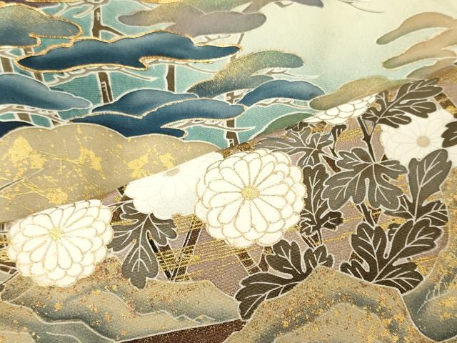 平和屋着物■豪華黒留袖 作家物 駒刺繍 籬花松文 暈し染め 金彩 正絹 逸品 CABN4479oy