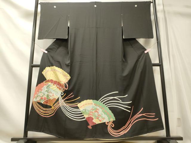 平和屋着物■豪華黒留袖 刺繍 檜扇花松文 金彩 正絹 逸品 CABN4480oy