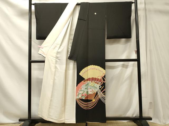 平和屋着物■豪華黒留袖 刺繍 檜扇花松文 金彩 正絹 逸品 CABN4480oy