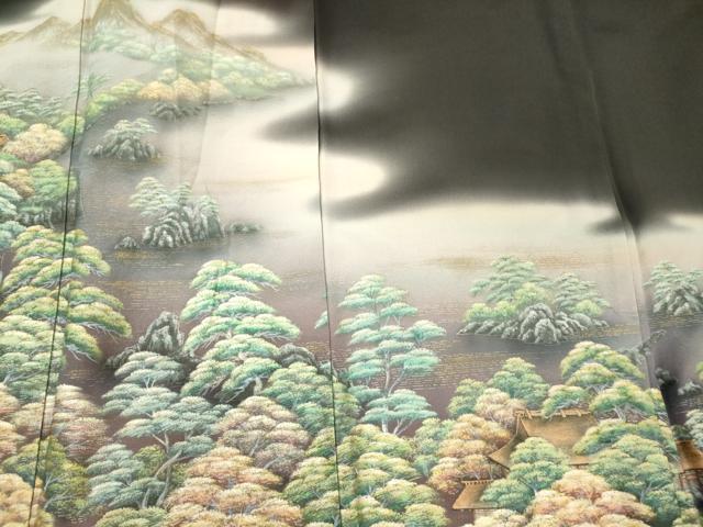 平和屋着物■豪華黒留袖 作家物 雅百景 桂浜 暈し染め 金彩 正絹 逸品 CABN4481oy