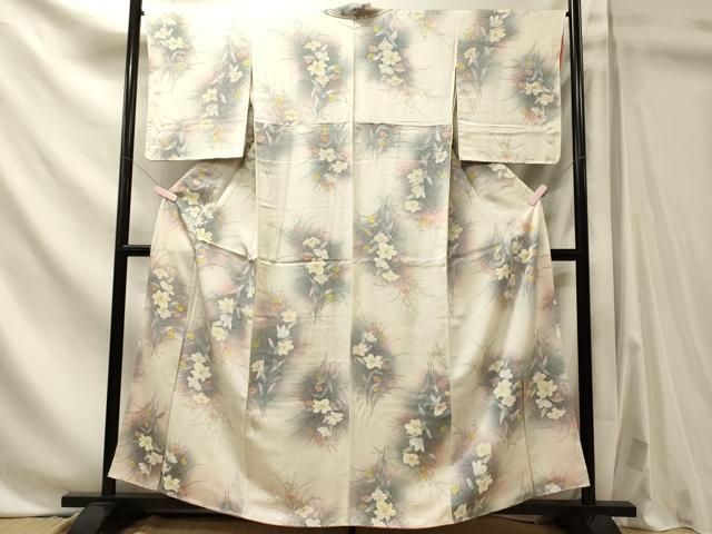 平和屋着物■上質な小紋 草花文 暈し染め 正絹 逸品 CABN4515oy