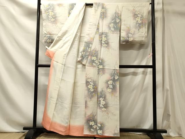 平和屋着物■上質な小紋 草花文 暈し染め 正絹 逸品 CABN4515oy