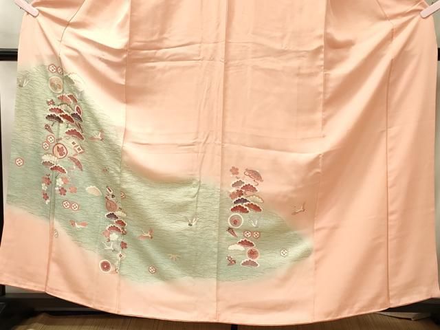 平和屋着物■訪問着 飛鶴松文 宝尽し 暈し染め 金彩 正絹 逸品 CABN4516oy