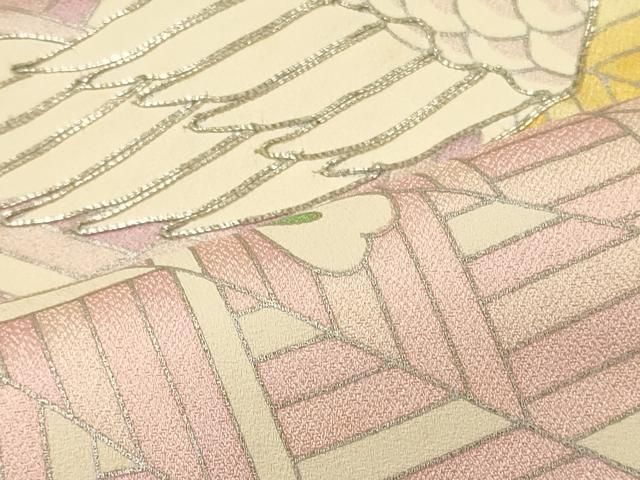 平和屋着物■豪華振袖 駒刺繍 孔雀 銀彩 正絹 逸品 CABN4533oy