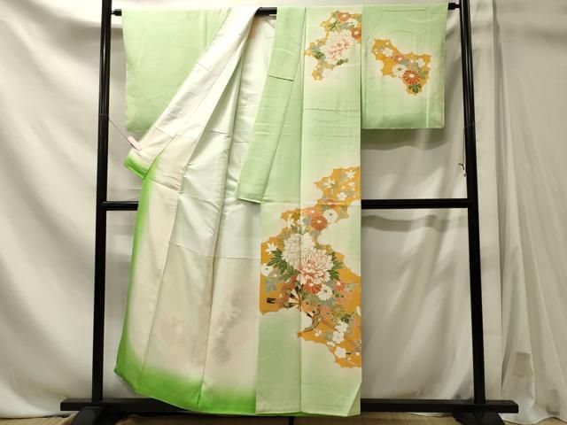 平和屋着物■訪問着 駒刺繍 花車文 暈し染め 金彩 正絹 逸品 CABN4535oy