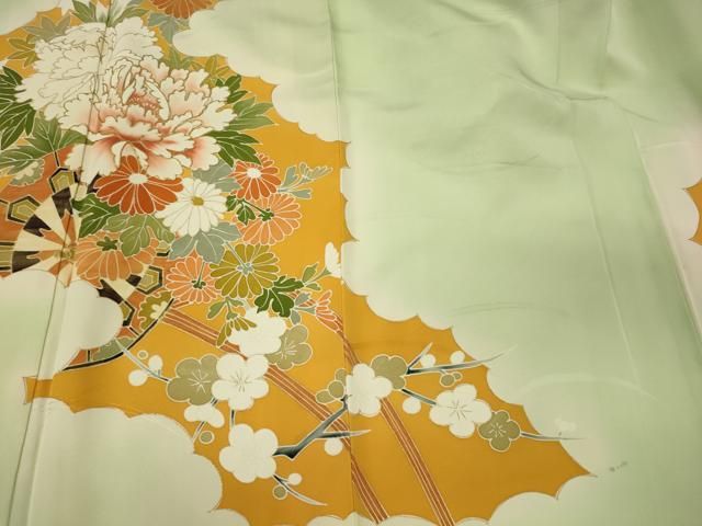 平和屋着物■訪問着 駒刺繍 花車文 暈し染め 金彩 正絹 逸品 CABN4535oy