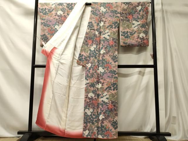平和屋着物■上質な小紋 枝花文 鬼しぼ縮緬 正絹 逸品 CABN4543oy