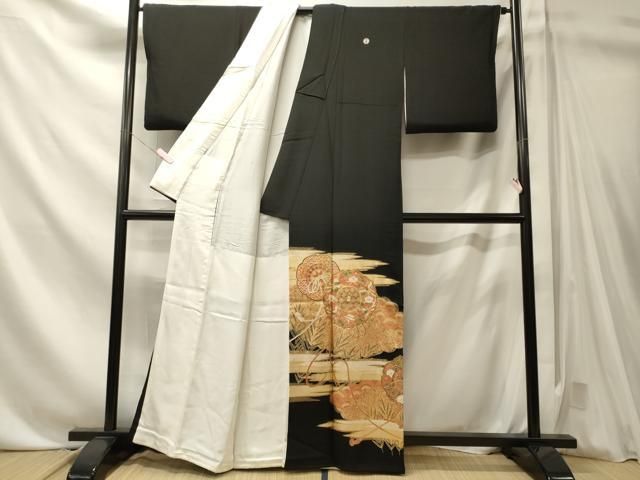 平和屋着物■豪華黒留袖 駒刺繍 萬寿染 鏡裏花文 金彩 正絹 逸品 CABN4555oy