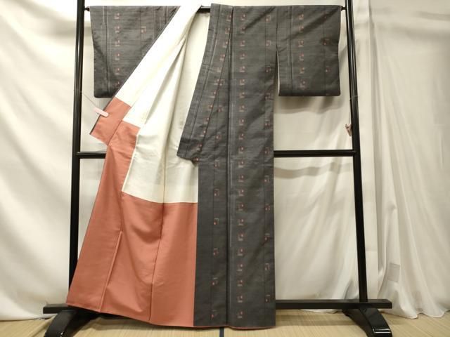 平和屋着物■上質な紬 幾何学文 正絹 逸品 CABN4558oy