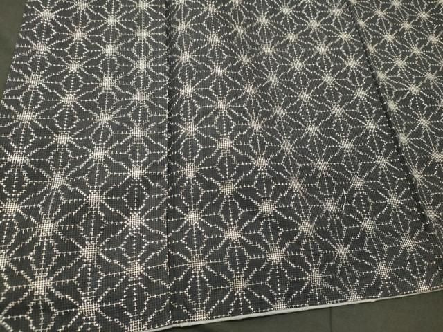 平和屋着物■上質な紬 麻の葉文様 正絹 逸品 CABN4567oy