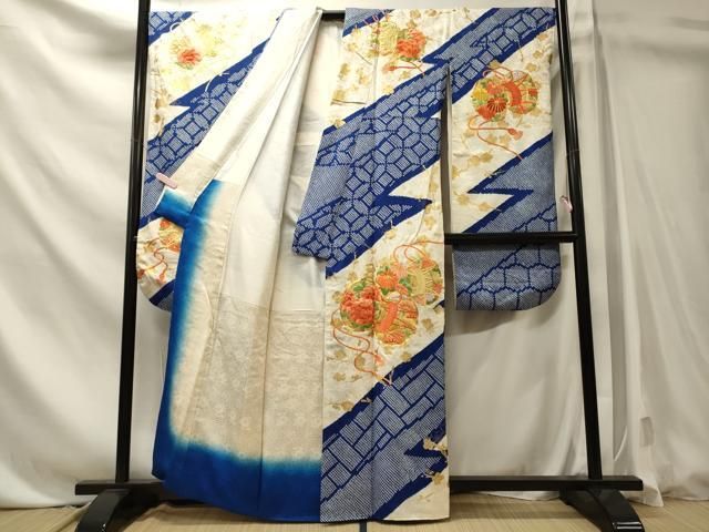 平和屋着物■豪華振袖 駒刺繍 絞り 鼓花文 金彩 正絹 逸品 CABN4596oy