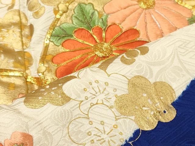 平和屋着物■豪華振袖 駒刺繍 絞り 鼓花文 金彩 正絹 逸品 CABN4596oy