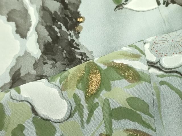 平和屋着物■男性 長襦袢 袷 手描き 絞り 枝梅文 正絹 逸品 CABN4612oy
