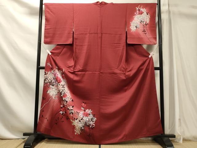 平和屋着物■訪問着 草花文 暈し染め 銀彩 正絹 逸品 CABN4616oy