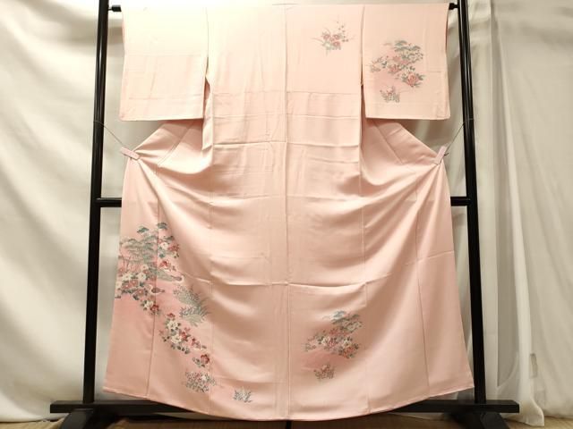 平和屋着物■訪問着 流水花鳥文 暈し染め 正絹 逸品 CABN4631oy